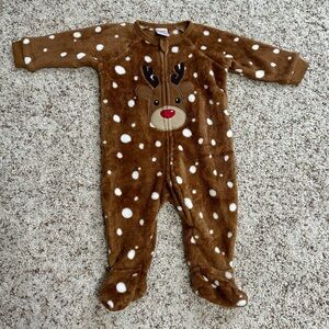 Gymboree Baby Fuzzy Reindeer Footed Onesie Holiday Pajamas. Size 3-6M. NWOT!